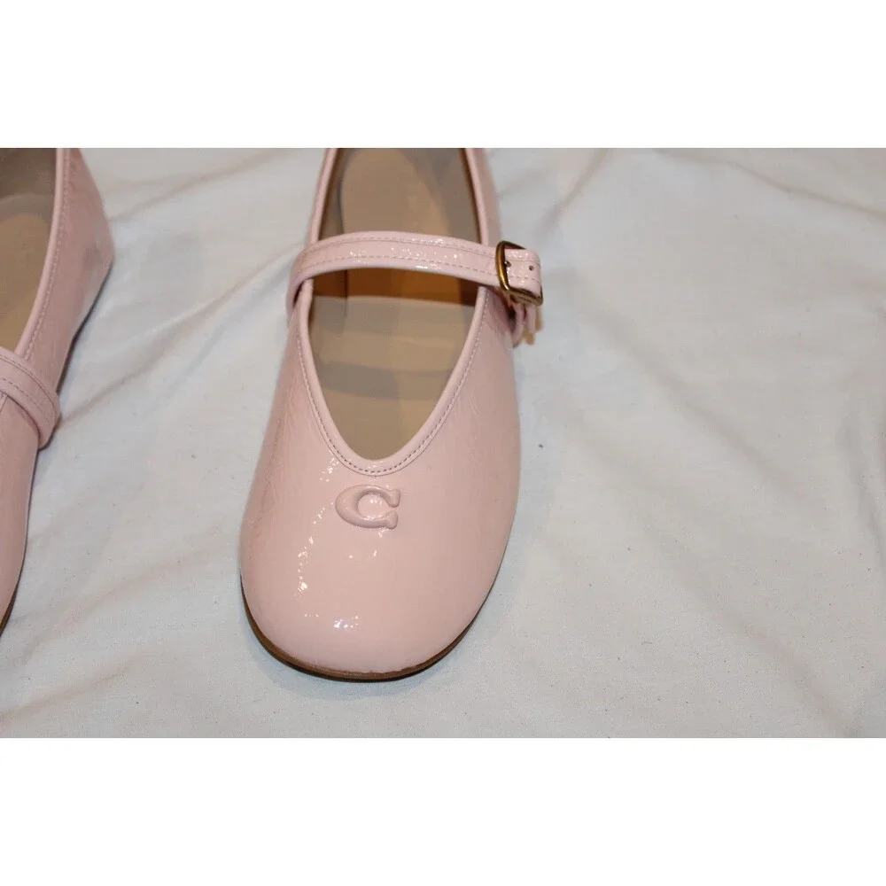 Coach Women's Crinkled Leather Mary Jane Ballet Flats Pink NEW SZ 9.5